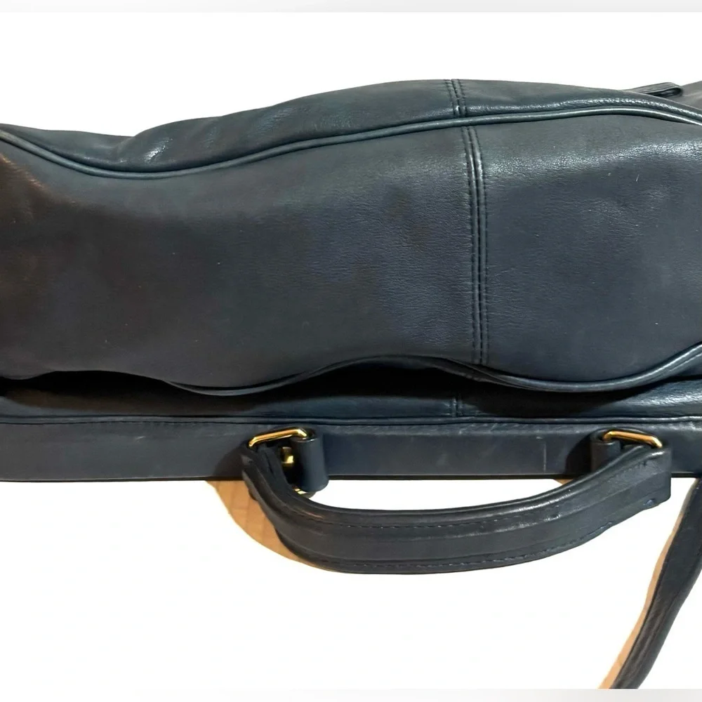 Classic navy blue Leather unisex Bag